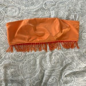 Evie beaded crop top orange